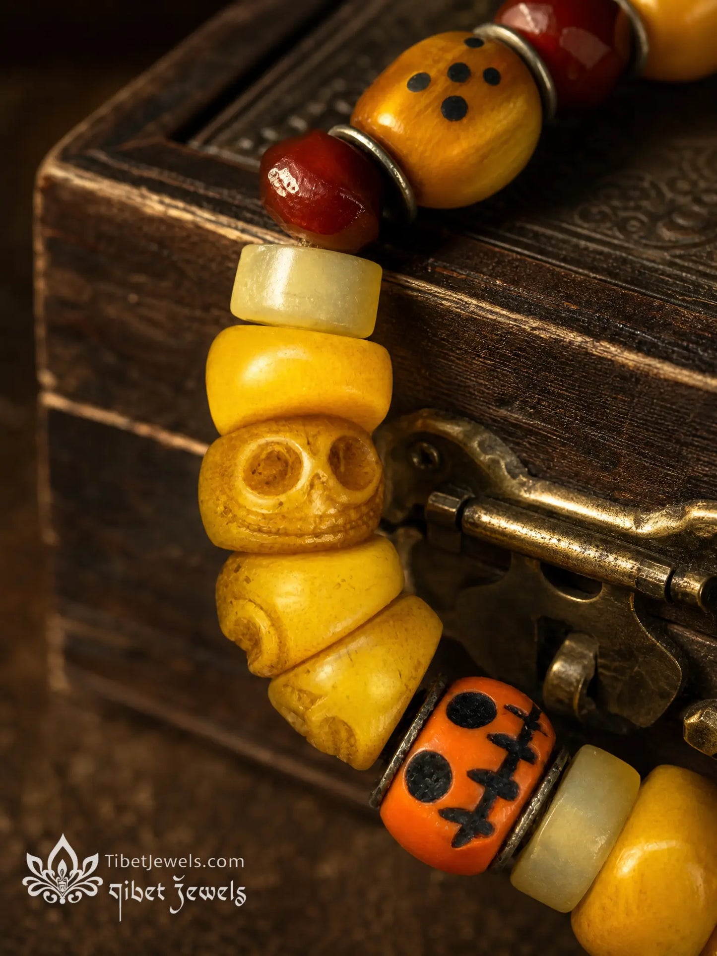 The "Fearless Dance" Chitipati Yak Bone Skull Wrist Mala