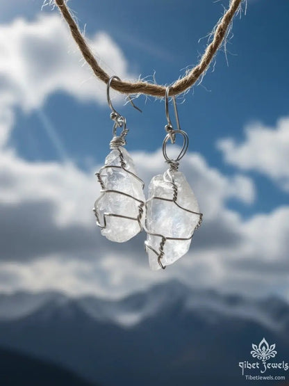 Himalayan Raw Quartz Crystal Earrings - Tibet Jewels