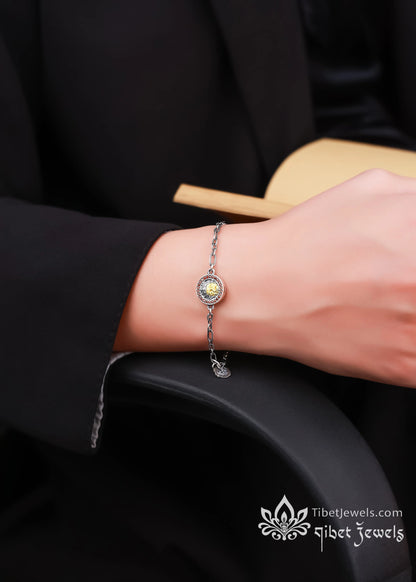 The "Golden Grace" Dzaki Lhamo Wealth Deity Bracelet | S925 Silver Amulet