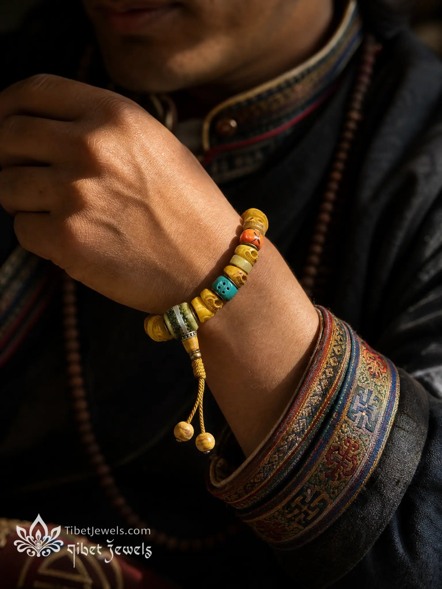 The "Fearless Dance" Chitipati Yak Bone Skull Wrist Mala