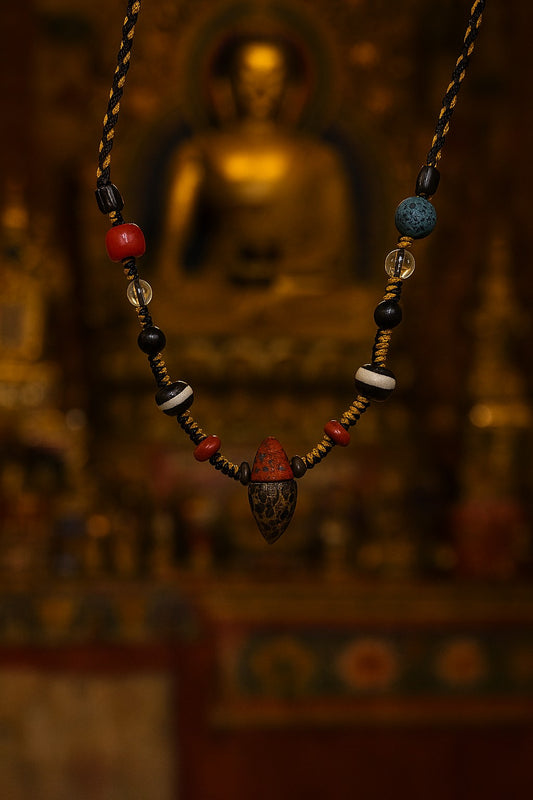 Tibetan Amulet Necklace with Nyangra Chacha Pendant