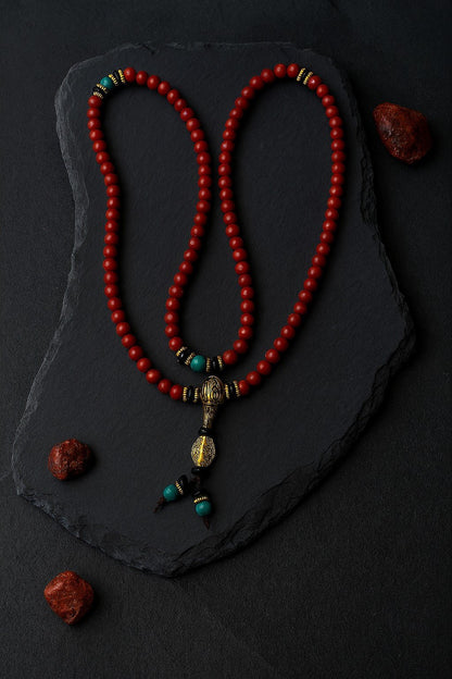 Tibetan Red Stone Beaded Necklace - Tibet Jewels