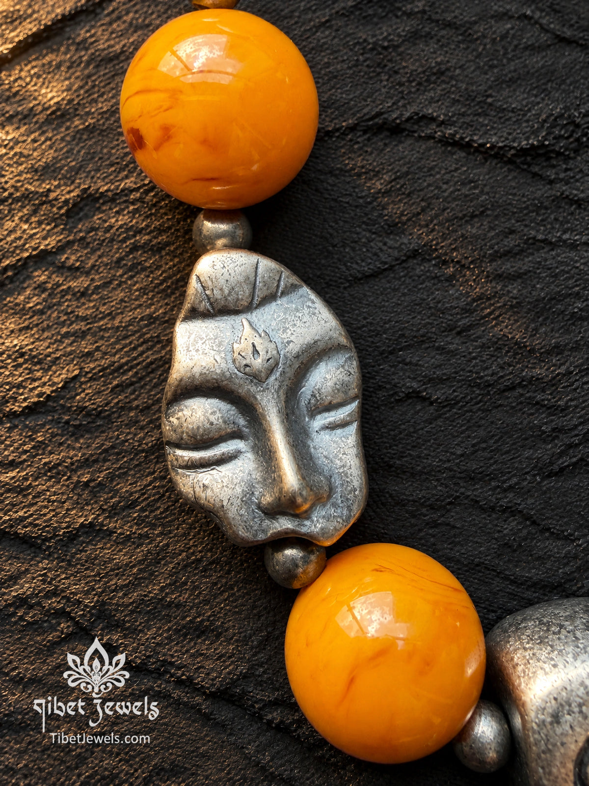 The "Sun & Resolve" Natural Beeswax Amber Bracelet | Tibetan Silver