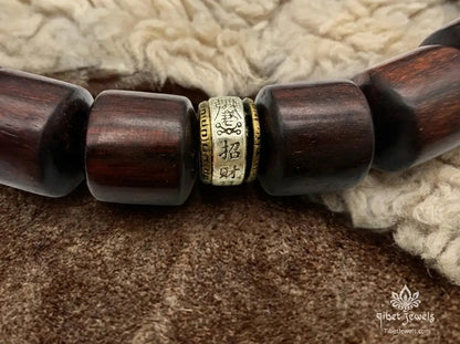 Sacred Lightning - Struck Wood & Vajra Prayer Wheel Amulet - Tibet Jewels