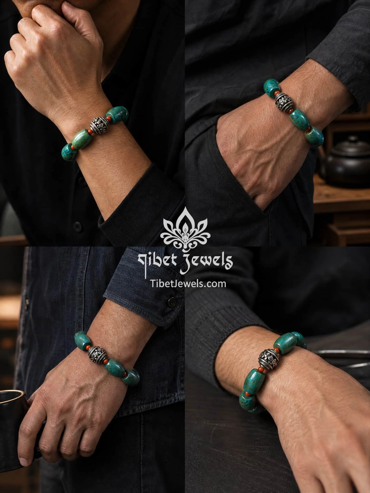 Phoenix Stone and red agate bracelet worn on the wrist.