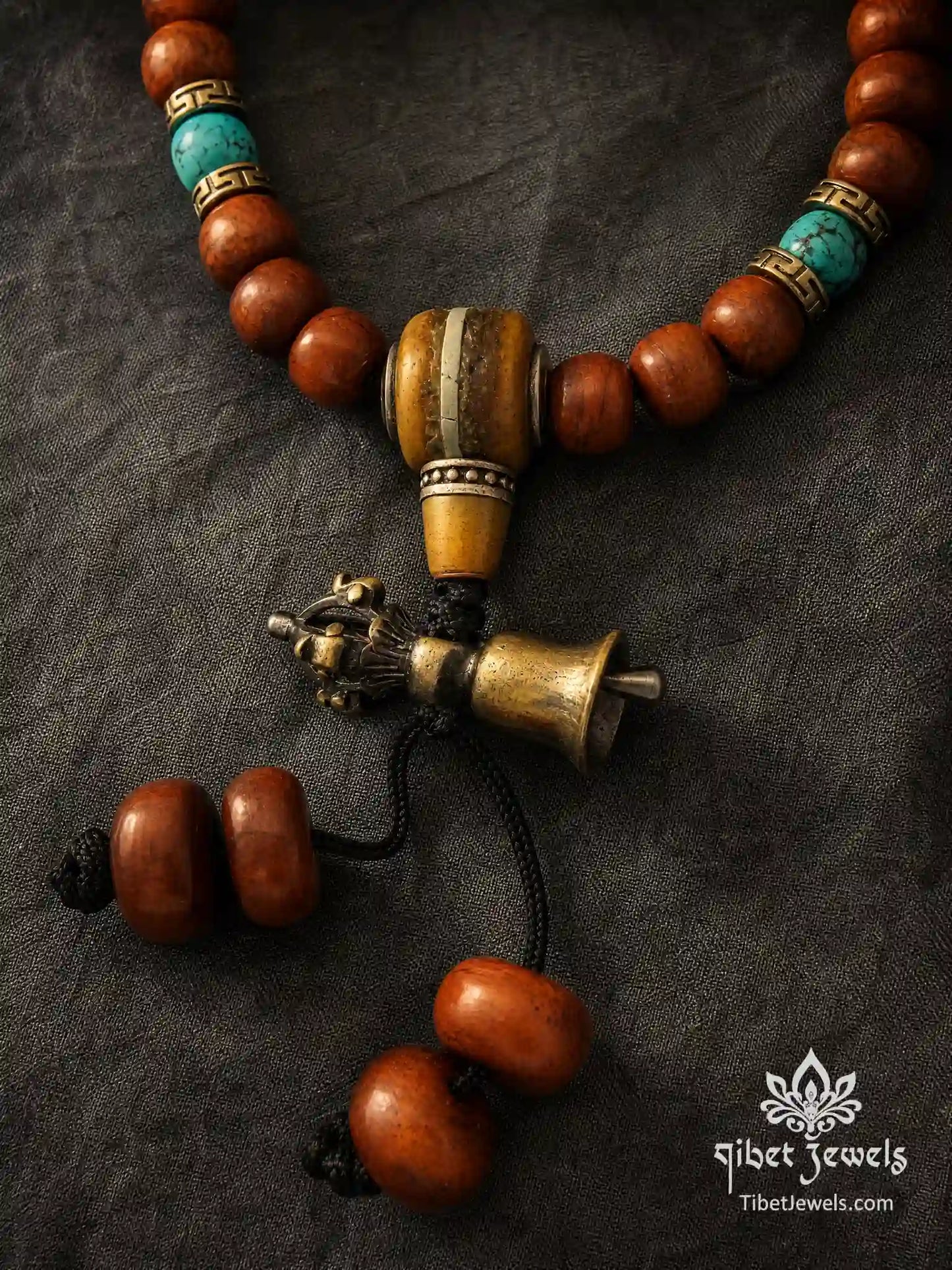 The "Kept Vow" 108 Hand-Carved Mala | Vajra Bell & Counters