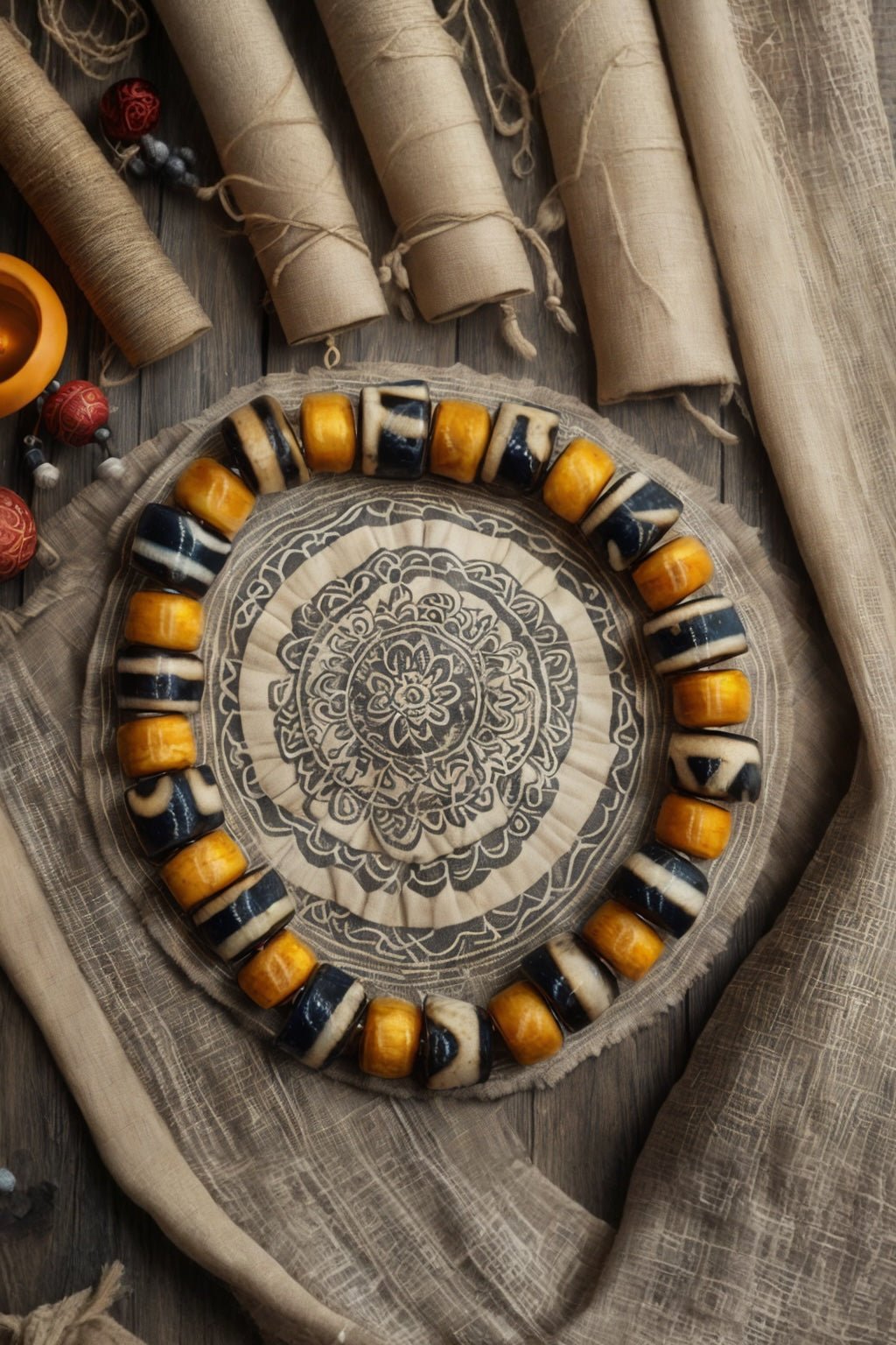 Tibetan Yak Bone & Dzi Agate Bead Bracelet - Tibet Jewels