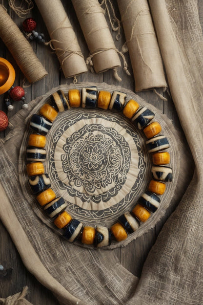 Tibetan Yak Bone & Dzi Agate Bead Bracelet - Tibet Jewels