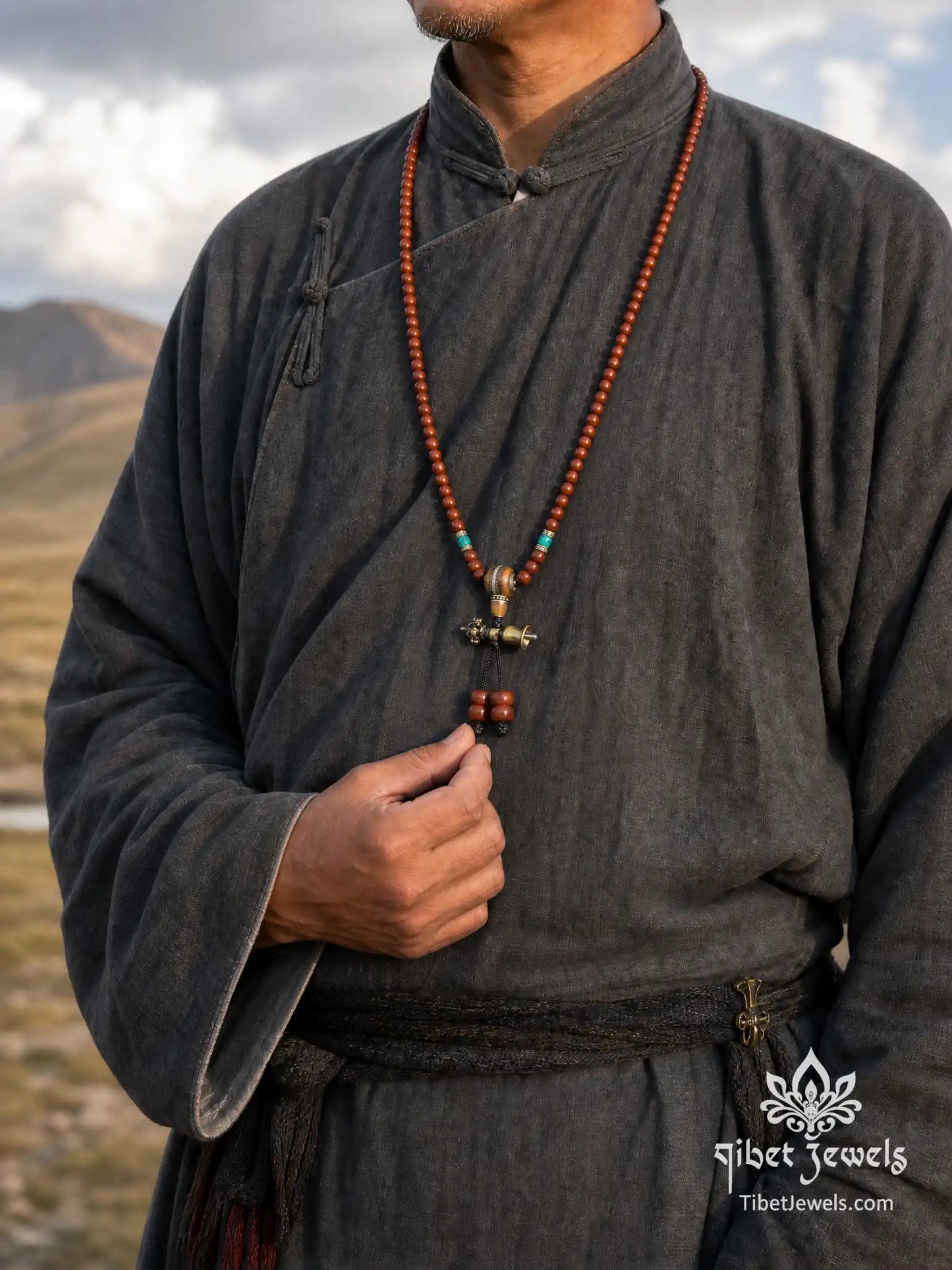 The "Kept Vow" 108 Hand-Carved Mala | Vajra Bell & Counters