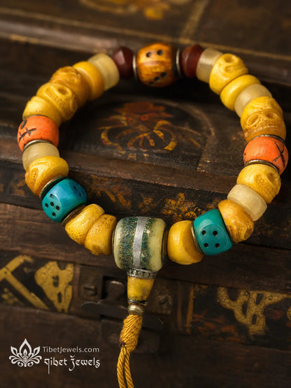 The "Fearless Dance" Chitipati Yak Bone Skull Wrist Mala