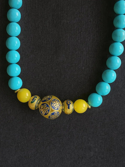 Tibetan Turquoise Mala Necklace – Symbol of Clarity and Protection - Tibet Jewels