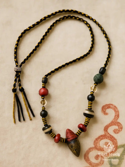 Sacred Nyagla Chacha & One - Eye Dzi Necklace - Tibet Jewels