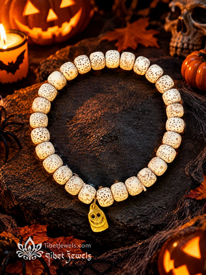 The "Moon & Marrow" Star & Moon Bodhi Bracelet | Skeleton Charm