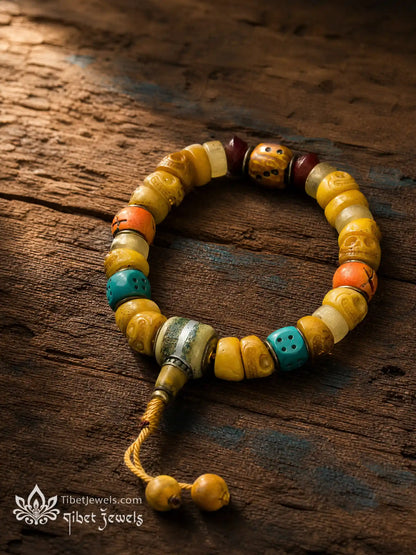 The "Fearless Dance" Chitipati Yak Bone Skull Wrist Mala