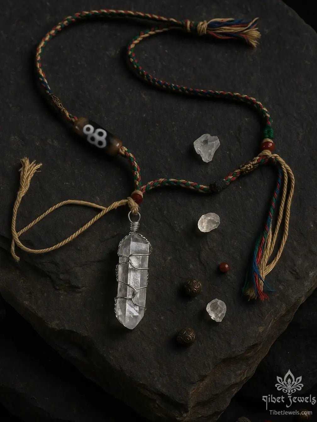 Clear Quartz Amulet Necklace - Tibet Jewels