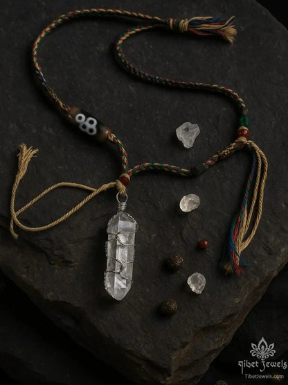 Clear Quartz Amulet Necklace - Tibet Jewels