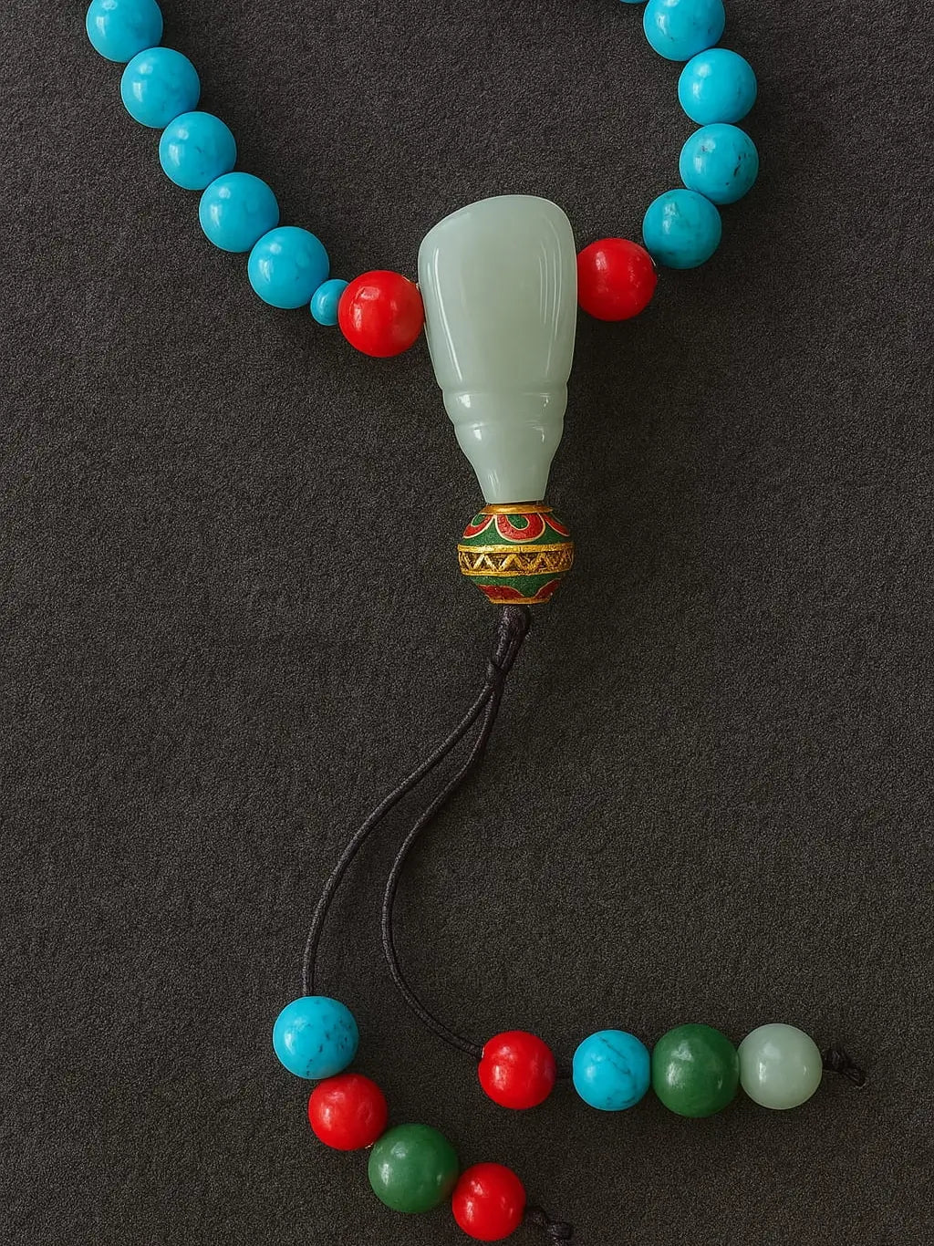 Tibetan Turquoise Mala Necklace – Symbol of Clarity and Protection - Tibet Jewels