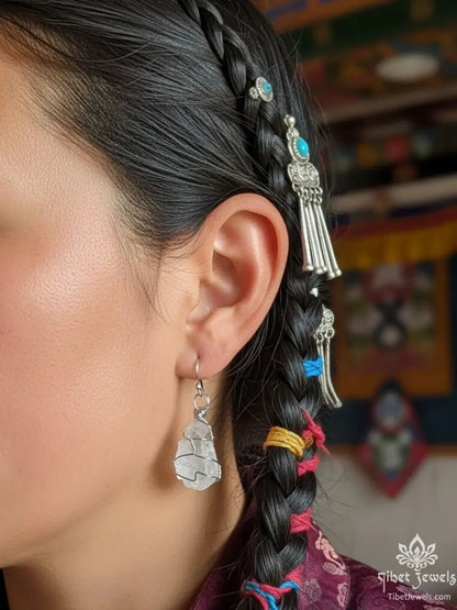 Himalayan Raw Quartz Crystal Earrings - Tibet Jewels