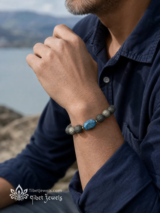 The "Moon & Earth" Obsidian Bracelet | Apatite Energy Balance