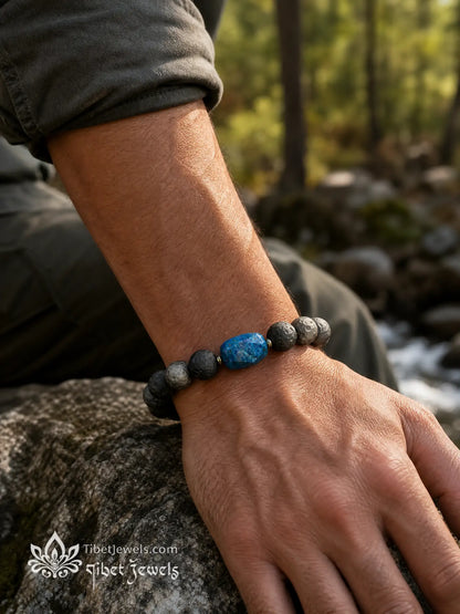 The "Moon & Earth" Obsidian Bracelet | Apatite Energy Balance