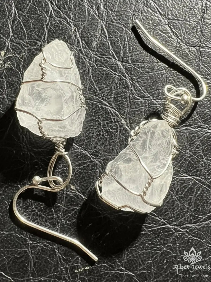 Himalayan Raw Quartz Crystal Earrings - Tibet Jewels