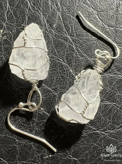 Himalayan Raw Quartz Crystal Earrings - Tibet Jewels