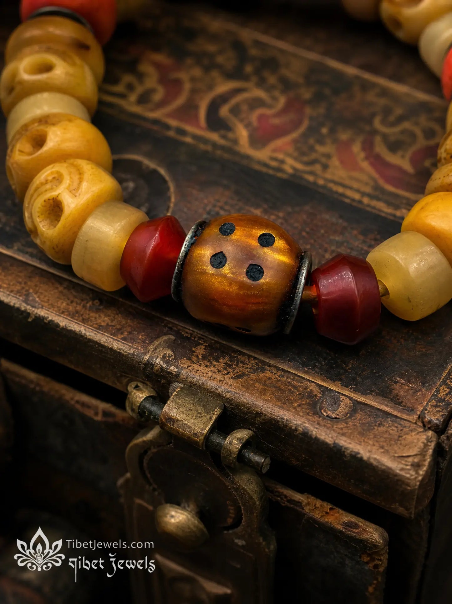 The "Fearless Dance" Chitipati Yak Bone Skull Wrist Mala