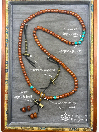 The "Kept Vow" 108 Hand-Carved Mala | Vajra Bell & Counters