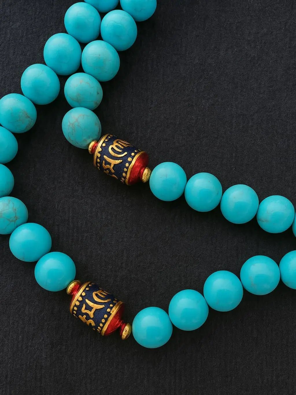 Tibetan Turquoise Mala Necklace – Symbol of Clarity and Protection - Tibet Jewels