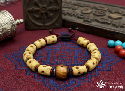 Handcrafted Yak Bone Bracelet with Ritual Dice Bead - Tibet Jewels