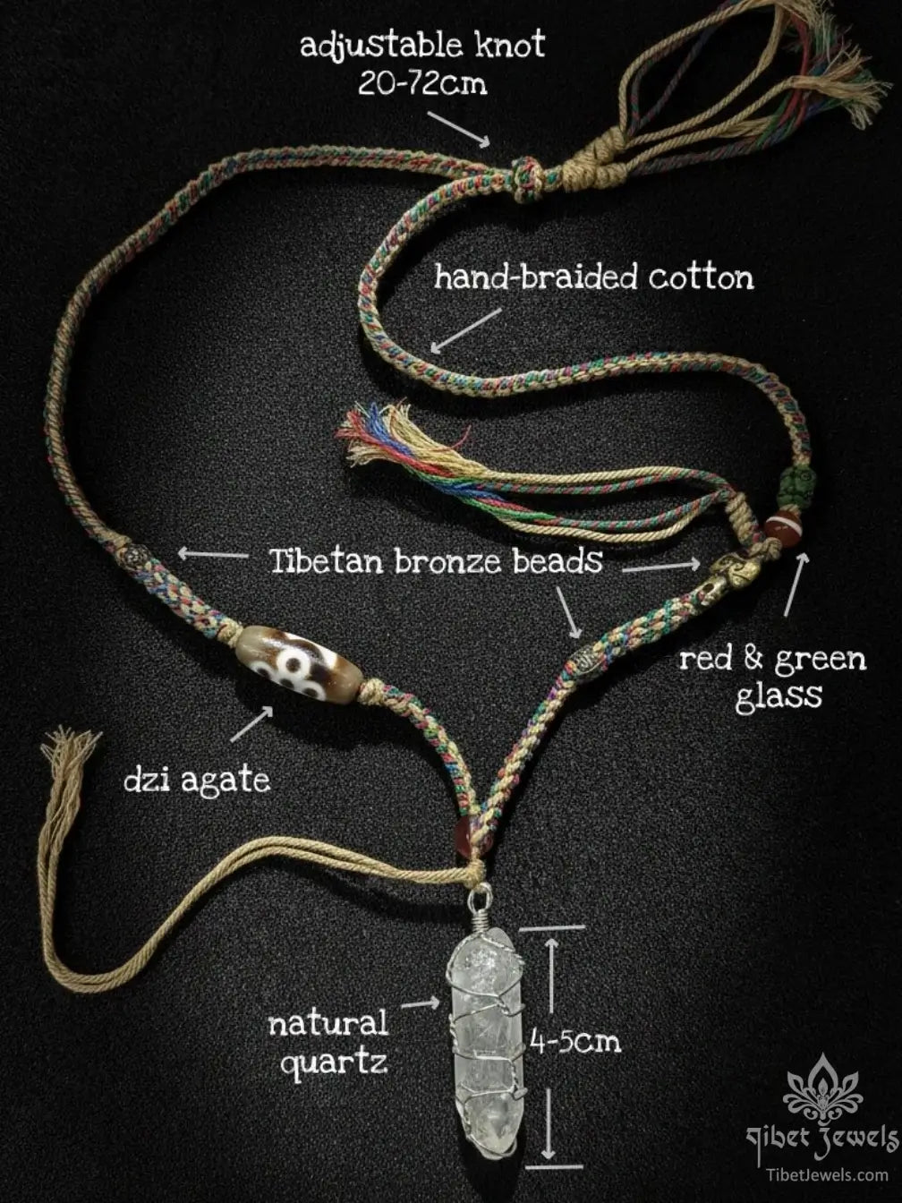 Clear Quartz Amulet Necklace - Tibet Jewels
