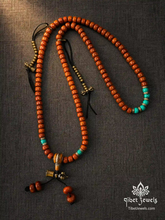 The "Kept Vow" 108 Hand-Carved Mala | Vajra Bell & Counters