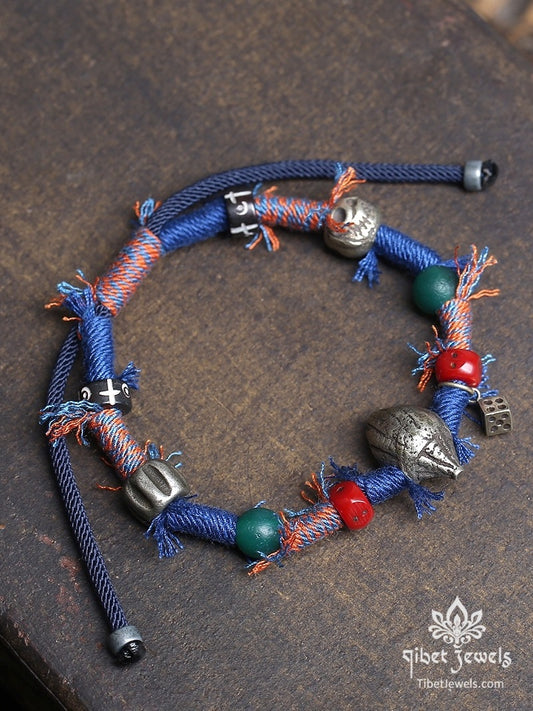 The "Wrapped & Warded" Hand-Braided Cord Bracelet | Citipati & Dice Charms
