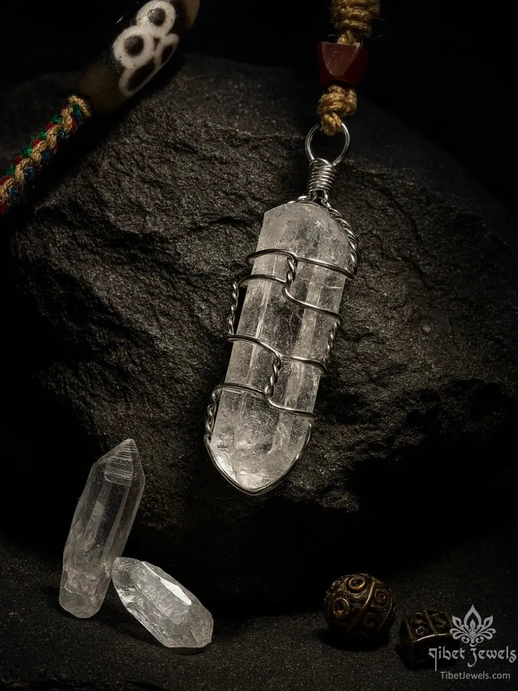 Clear Quartz Amulet Necklace - Tibet Jewels